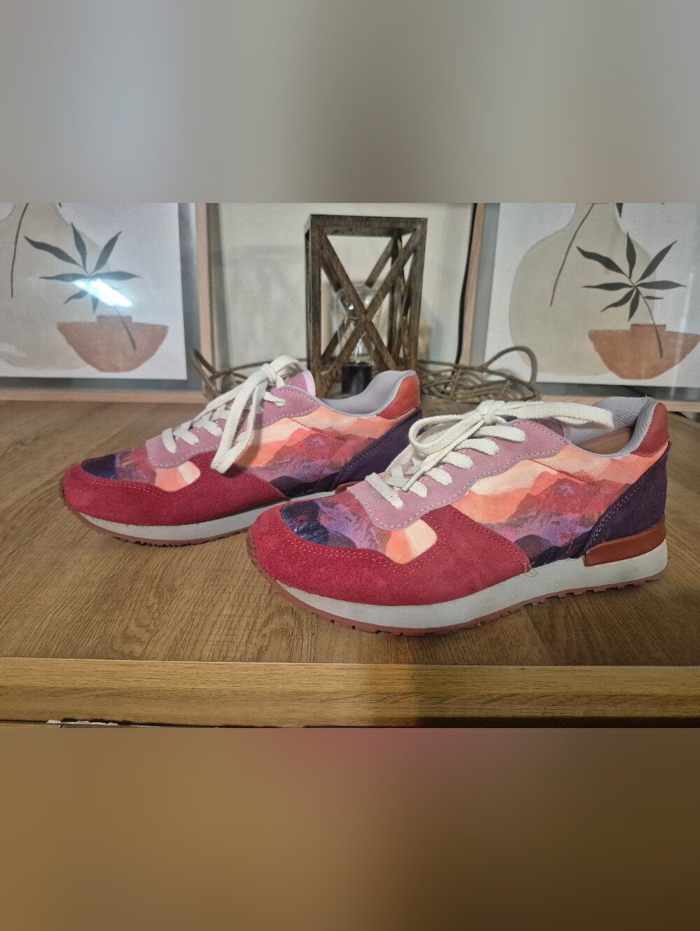 inkkas Women's Pink, Red & Purple Patterned Sneakers